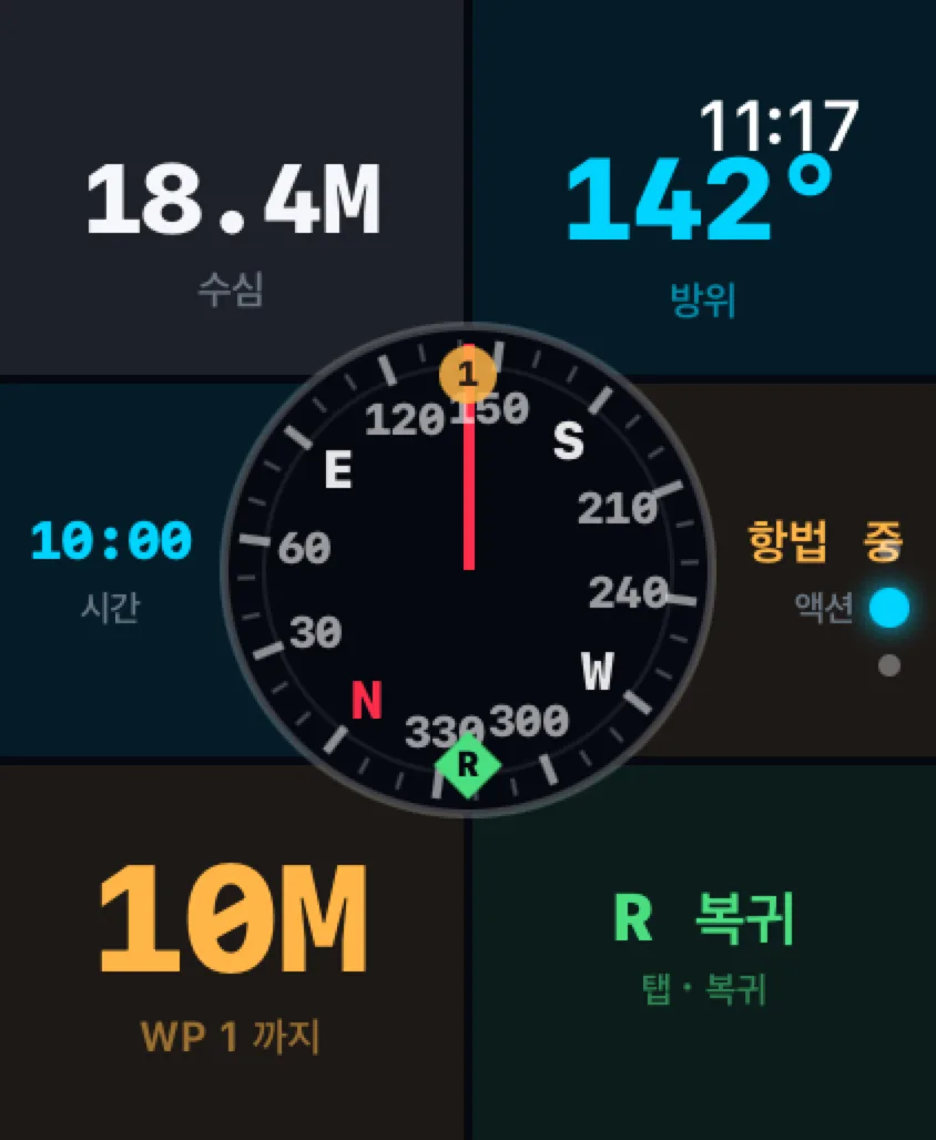 나침반 모드 화면