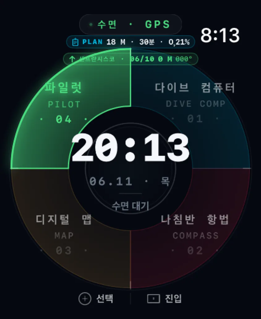 수심·안전 표시 화면